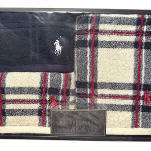 Ralph Lauren Plaid 3 Pieces Towel Set - Ready to be gifted, 1 hand, 2 wash towel